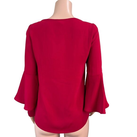 Chicos Womens 0 (4/6)Red Top Blouse Ruffle-Long Sleeve Classic Christmas Holiday - Picture 2 of 16